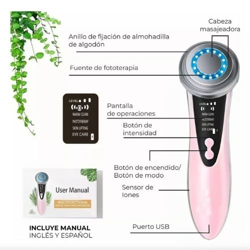 Masajeador Facial 4 en 1 SkinGlow™ con Fototerapia