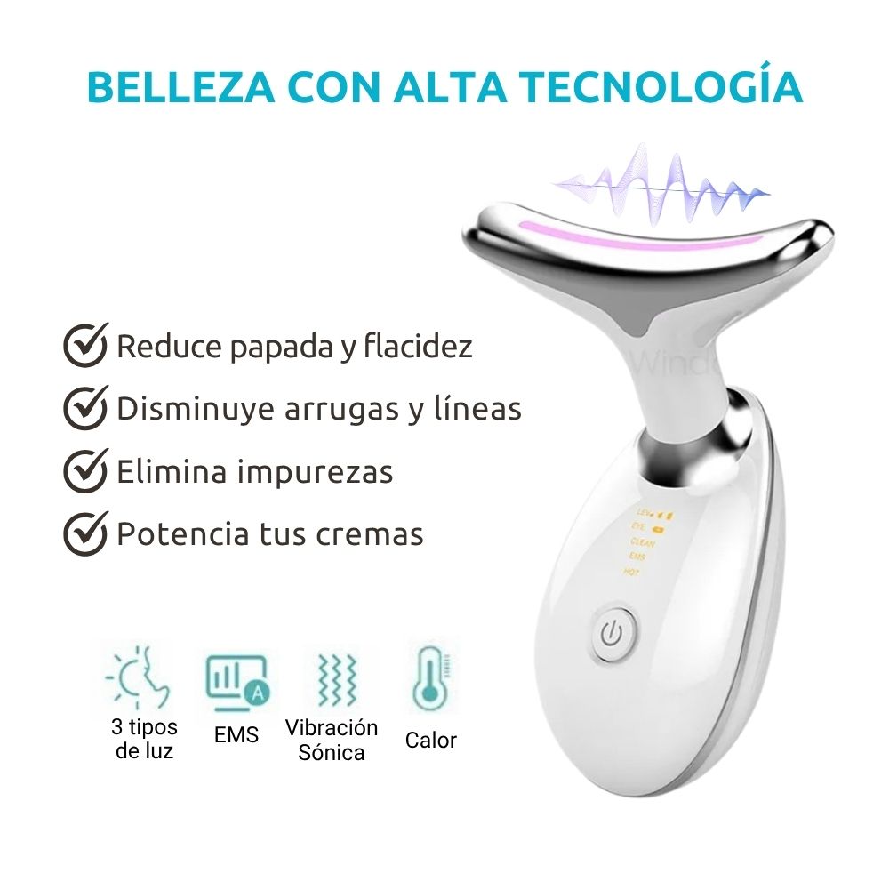 Reductor de papada y Rejuvenecedor GlowLift™ EMS, Calor y Fototerapia