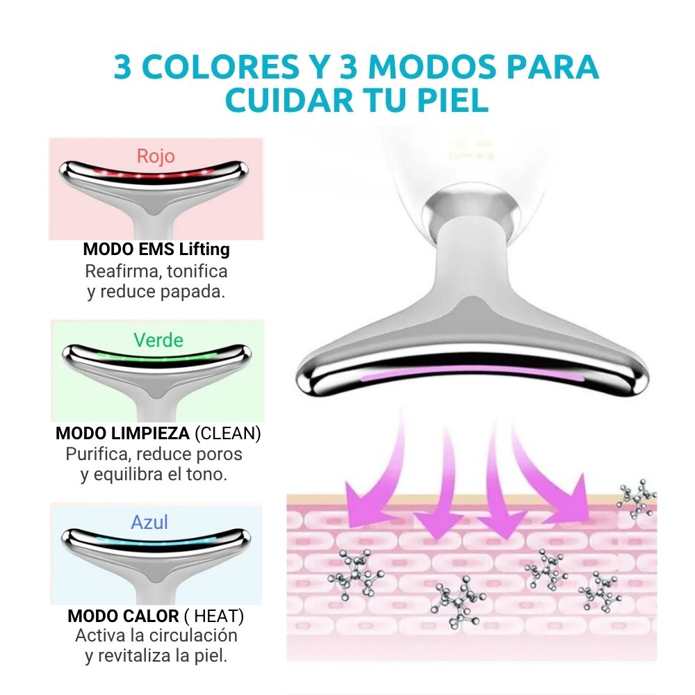 Reductor de papada y Rejuvenecedor GlowLift™ EMS, Calor y Fototerapia