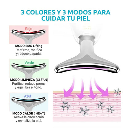 Reductor de papada y Rejuvenecedor GlowLift™ EMS, Calor y Fototerapia