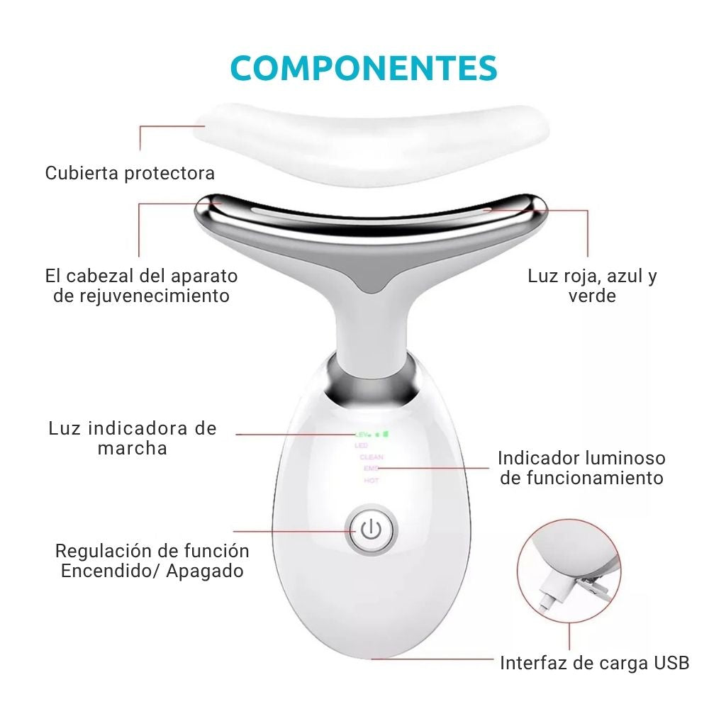 Reductor de papada y Rejuvenecedor GlowLift™ EMS, Calor y Fototerapia