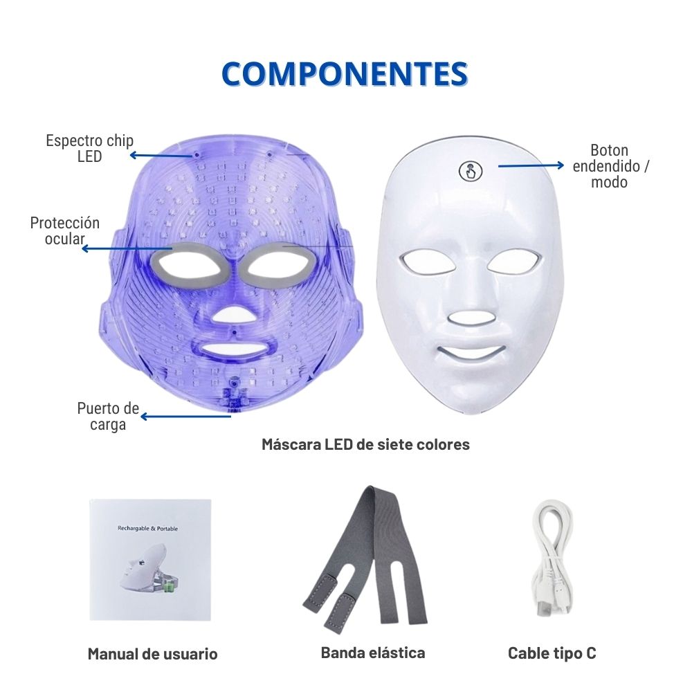 Máscara Rejuvenecedora 7 en 1 DermaBelle™ con Fototerapia